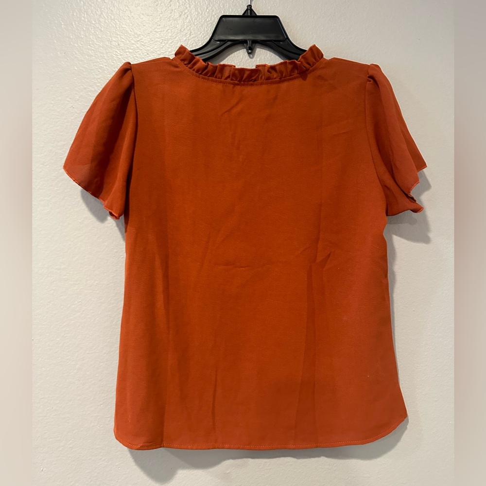 SHEIN Mulvari Tie Neck Puff Sleeve Blouse